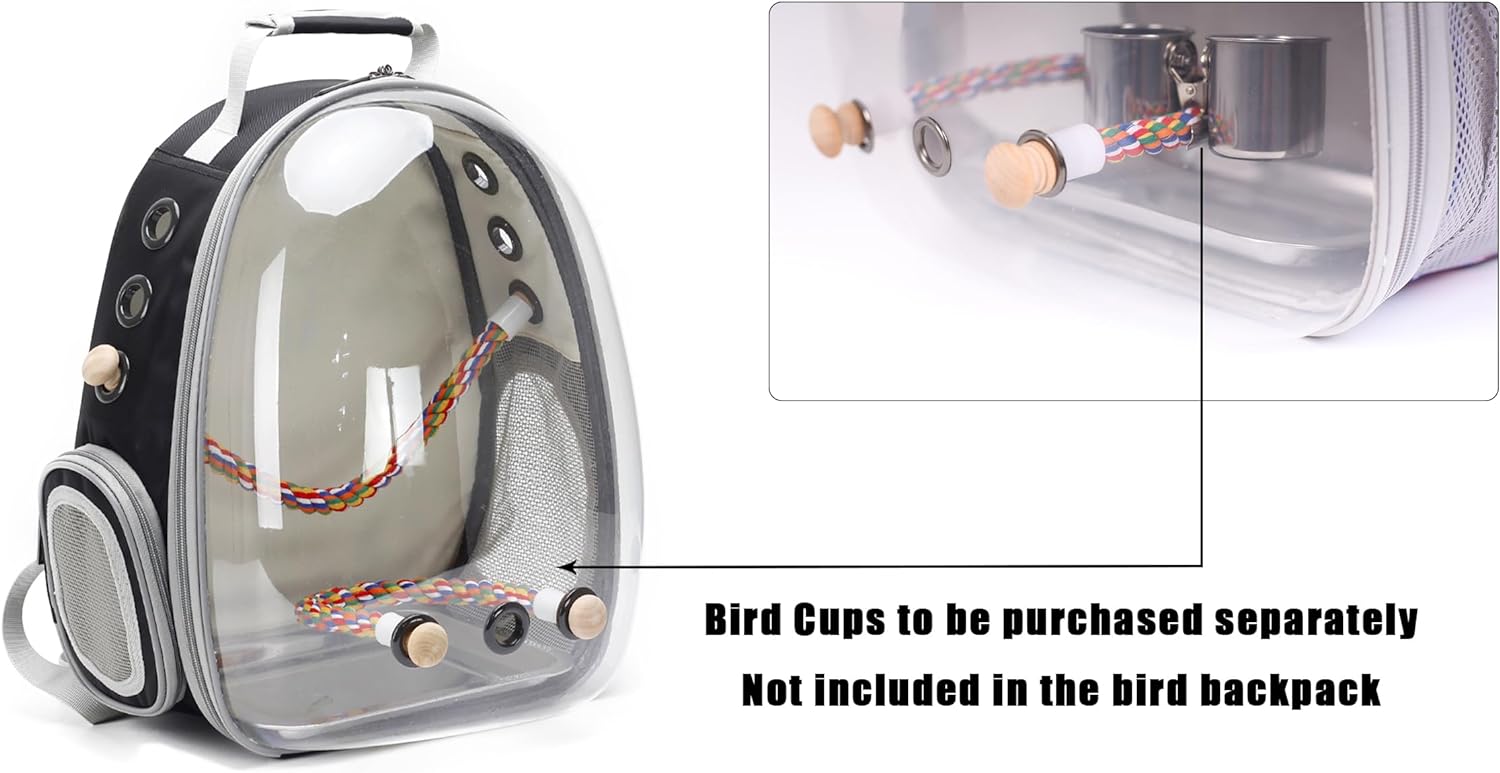 Bird Carrier Cage, Bird Travel Backpack with Stainless Steel Tray and Standing Perch