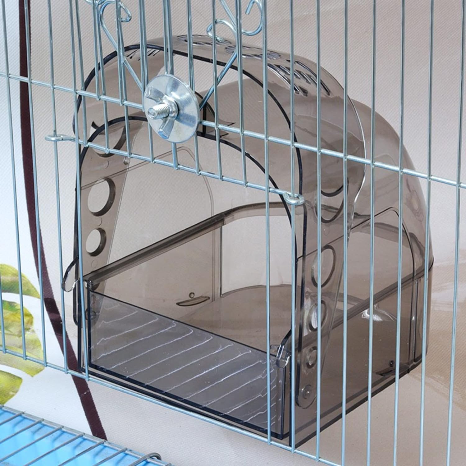 Bird Bath Cage, Cleaning Pet Supplies Cockatiel Bird Clear Bathtub with Bottom Drawer for Little Bird Parrots Spacious Parakeets Portable Shower for Most Birdcage