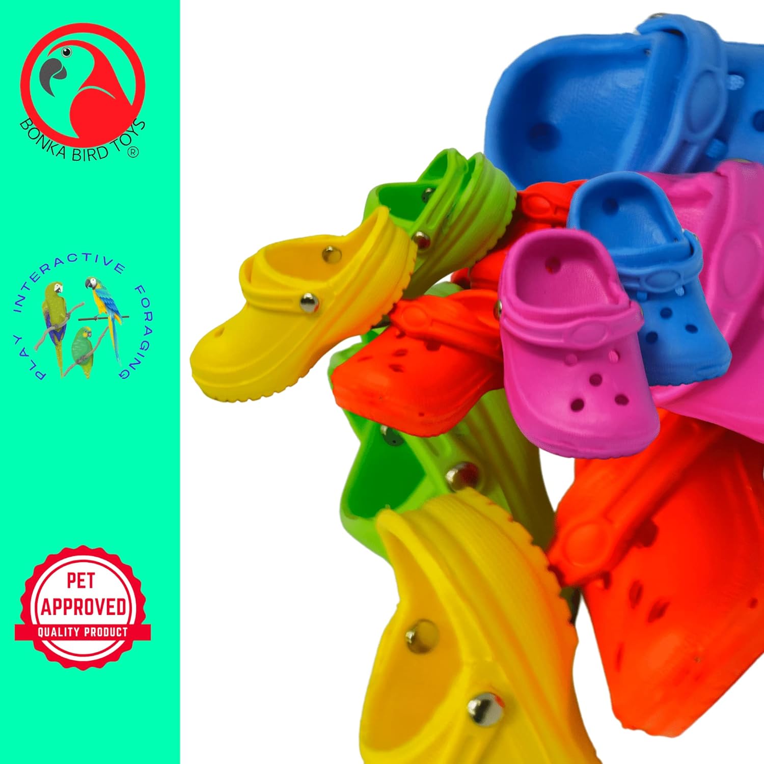 Bonka Bird Toys 4 Mini Sandalias Pie Pico Masticar Lanzamiento Loro Periquito Quaker Budgie Finch Cacatúa 