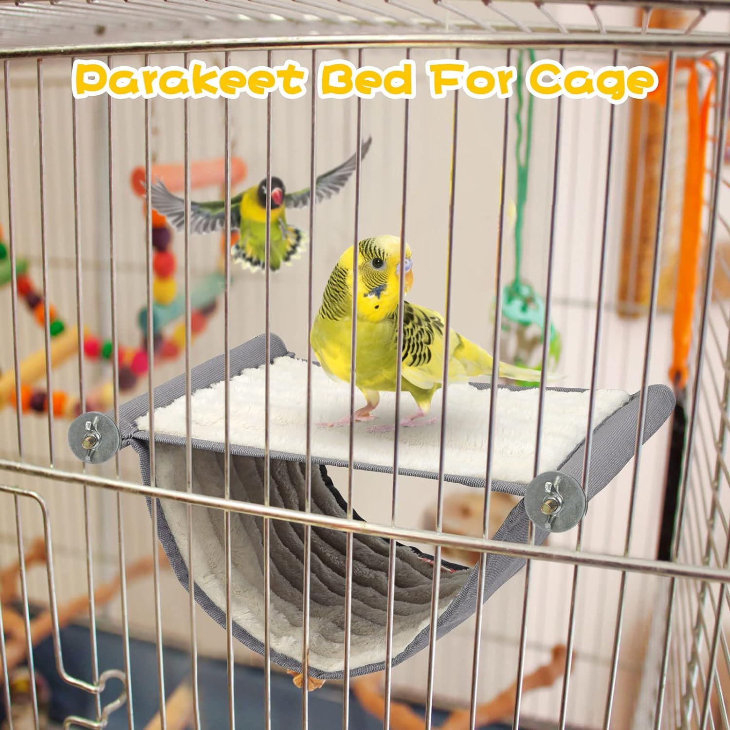 BWOGUE Winter Warm Bird Nest Bed Hanging Hammock Snuggle Hut Parrot House Tent Toy Bird Cage Perch for Parakeet Budgies Cockatiels Lovebird Cockatoo Finch Hamster Chinchilla Guinea Pig(Medium, Yellow)