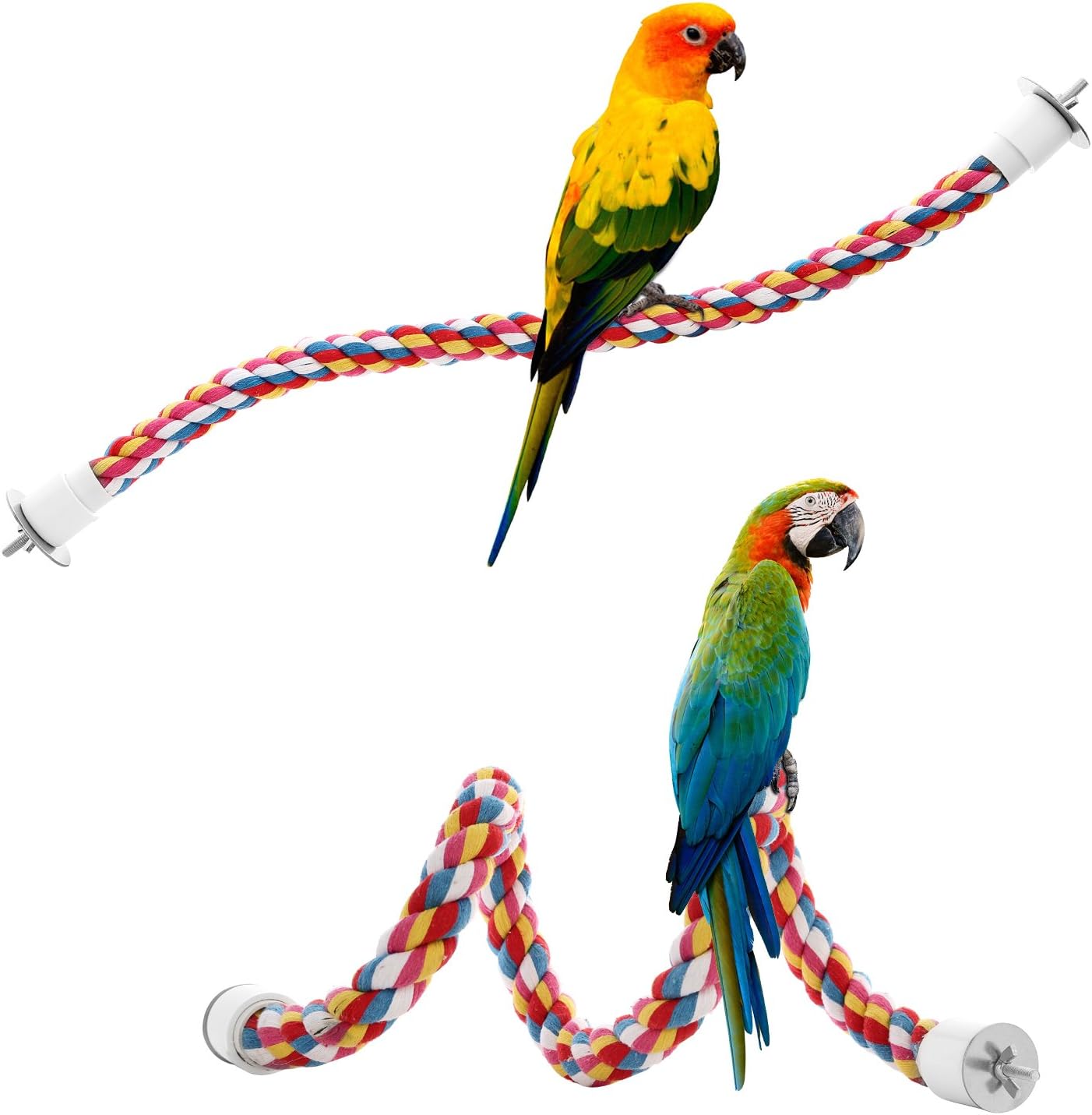 Jusney Bird Rope Perches,Parrot Toys 48 inches Rope Bungee Bird Toy (48 inches)[1 Pack]