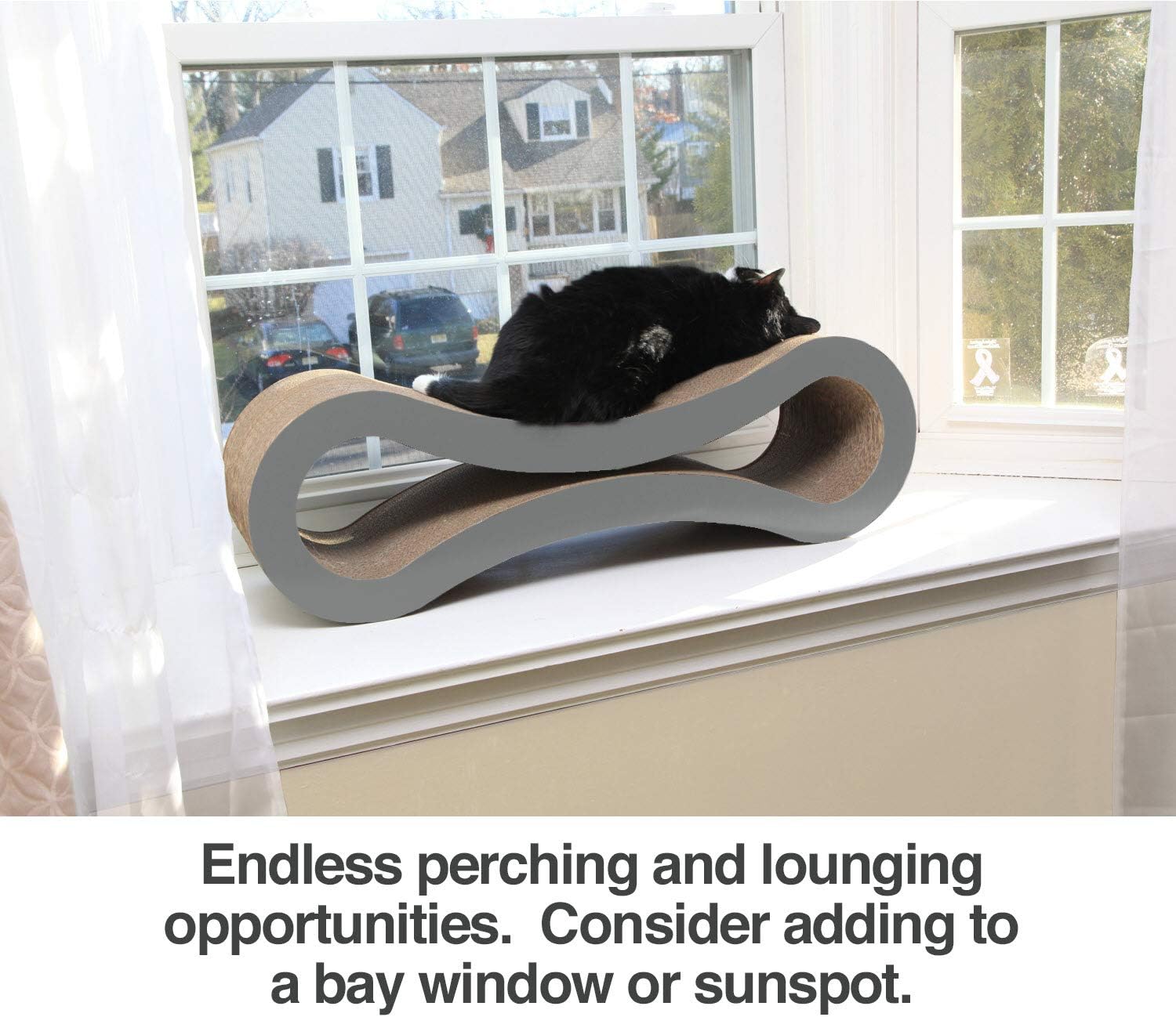 PetFusion Ultimate Cat Scratcher Lounge, Reversible Infinity Scratcher in Multiple Colors. Made from Recycled Corrugated Cardboard, Durable & Long Lasting. 1 Yr Warranty