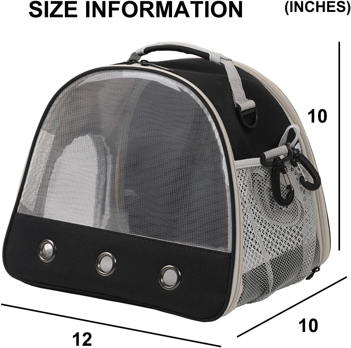 Ventilation Carrier for Bearded Dragon,Guinea Pig Carrier,Guinea Pig Carrier for 2,Reptile Travel Carrier for Lizards Sugar Glider Hedgehog Rat Parrot Birds,Airline Approved Black