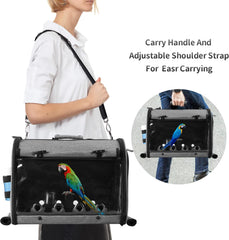 ABONERY Bird Travel Bag Portable Bird Parrot Carrier Transparent Breathable Travel Cage, Lightweight Bird Carrier with Food Bowl and Water Bottle