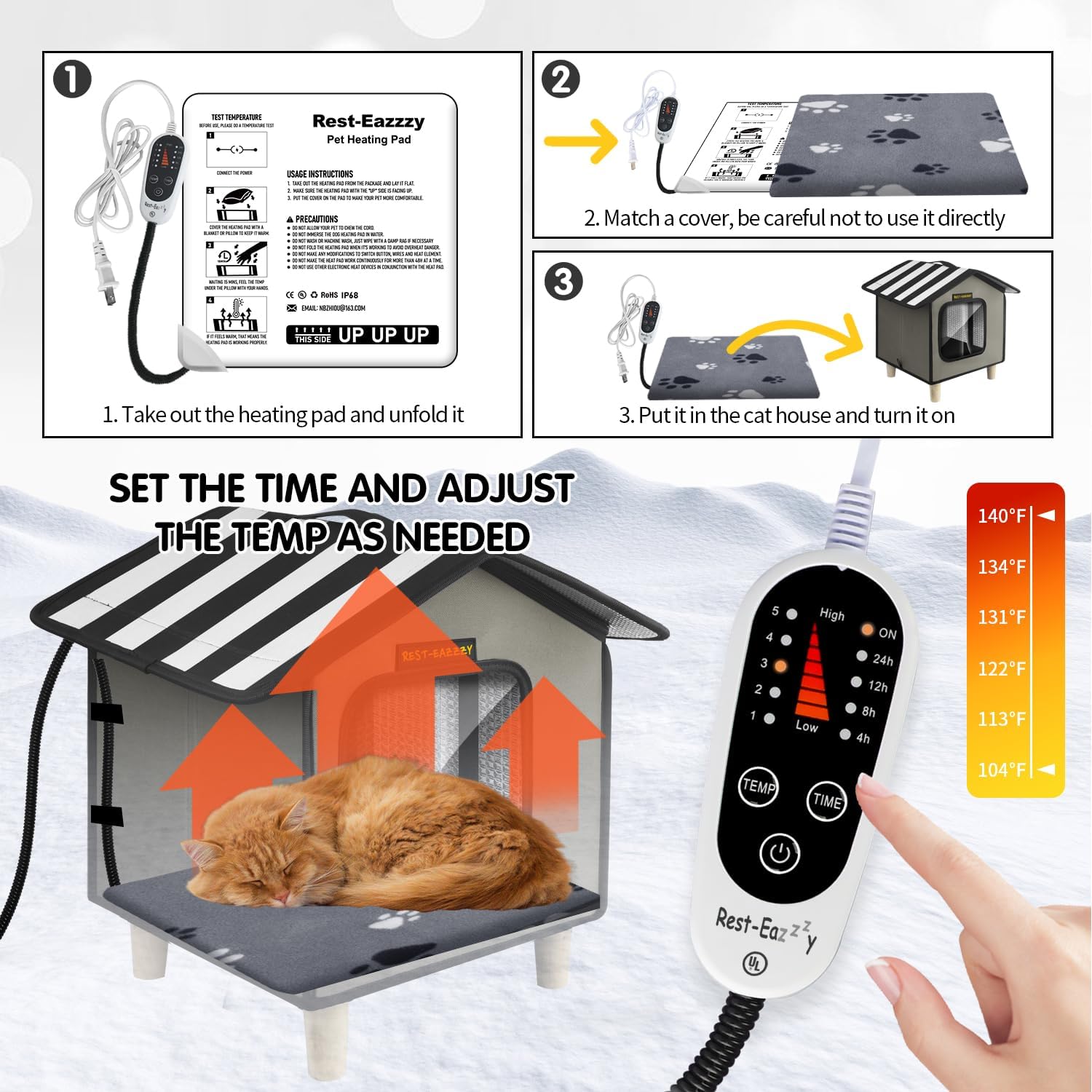 Rest-Eazzzy Katzenhaus, Katzenbett im Freien, wetterfester Katzenunterschlupf für Katzen, Hunde und Kleintiere im Freien (Heat Grey S) 