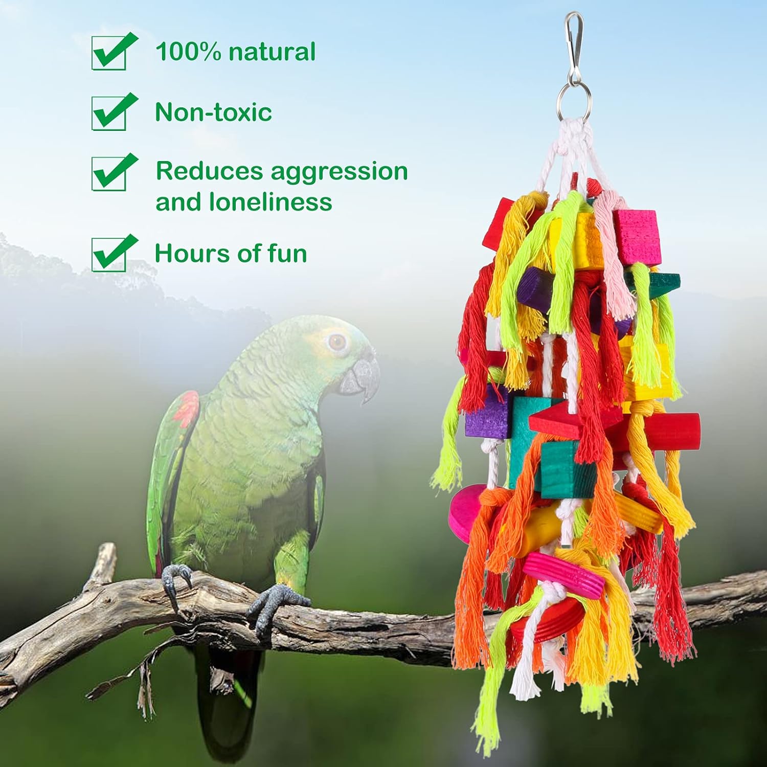 Rypet Large and Small Parrot Chewing Toys - Parrot Cage Bite Toys Wooden Block Tearing Toys for Conures Cockatiels African Grey and Other Amazon Parrots