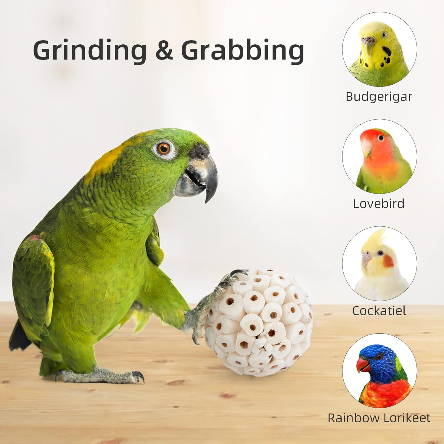 andwe Bird Toy Sola Balls – Juguete natural suave para masticar trituración y forraje para cacatúa, conure, cuáquero, loro, periquito, conejo, conejo, cobaya, chinchilla (estilo 2 (paquete de 6)) 