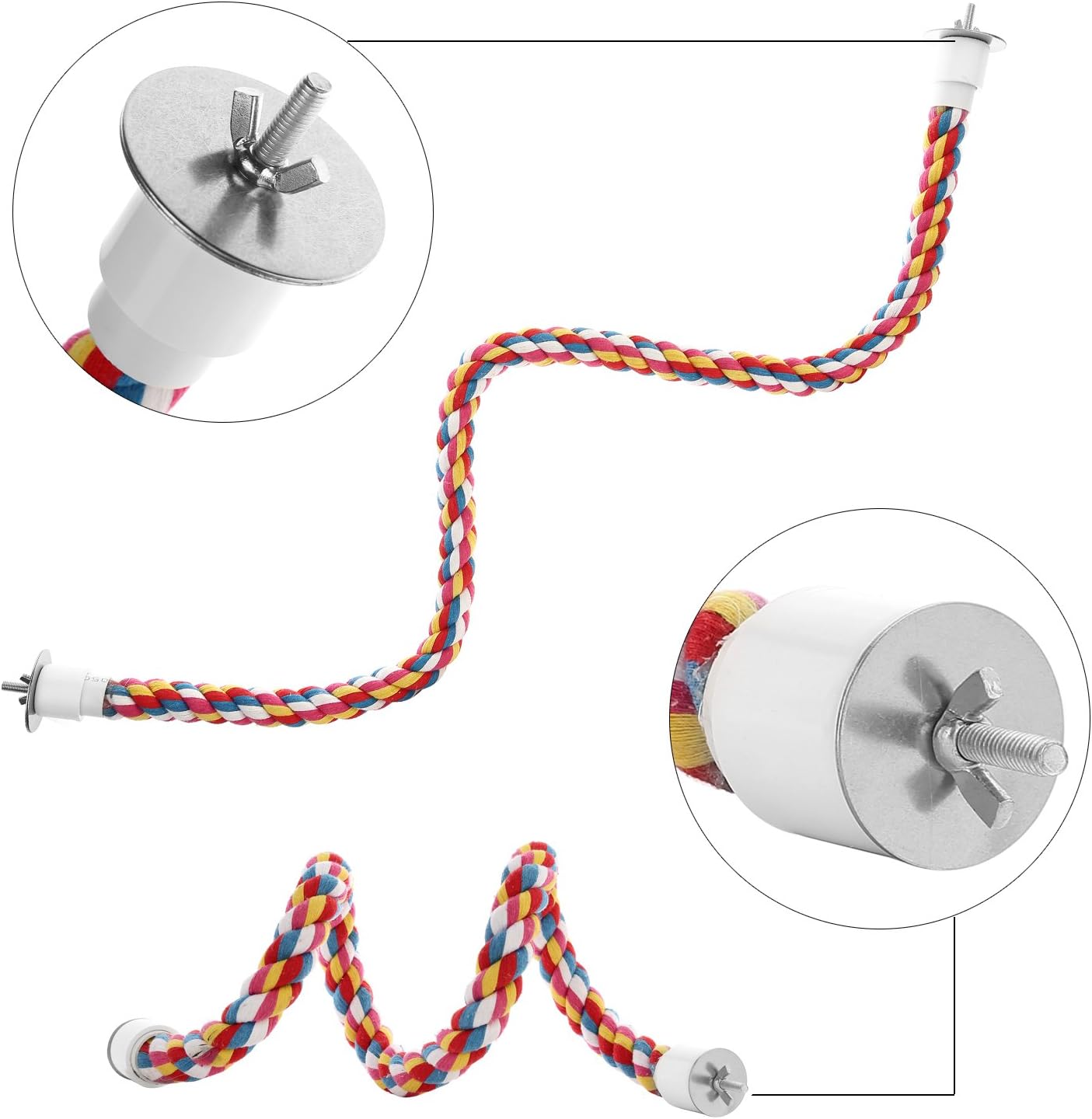 Jusney Vogelseil-Sitzstangen, Papageienspielzeug, 121,9 cm, Seil-Bungee-Vogelspielzeug (121,9 cm), [1 Packung] 