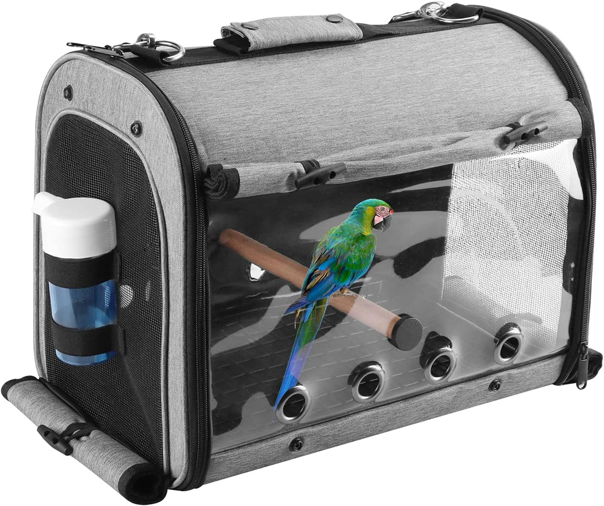 ABONERY Bird Travel Bag Portable Bird Parrot Carrier Transparent Breathable Travel Cage, Lightweight Bird Carrier with Food Bowl and Water Bottle