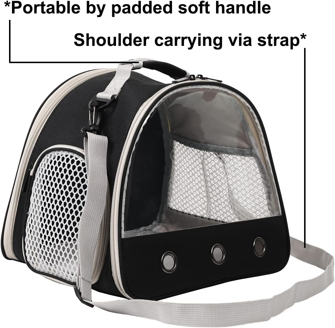 Ventilation Carrier for Bearded Dragon,Guinea Pig Carrier,Guinea Pig Carrier for 2,Reptile Travel Carrier for Lizards Sugar Glider Hedgehog Rat Parrot Birds,Airline Approved Black