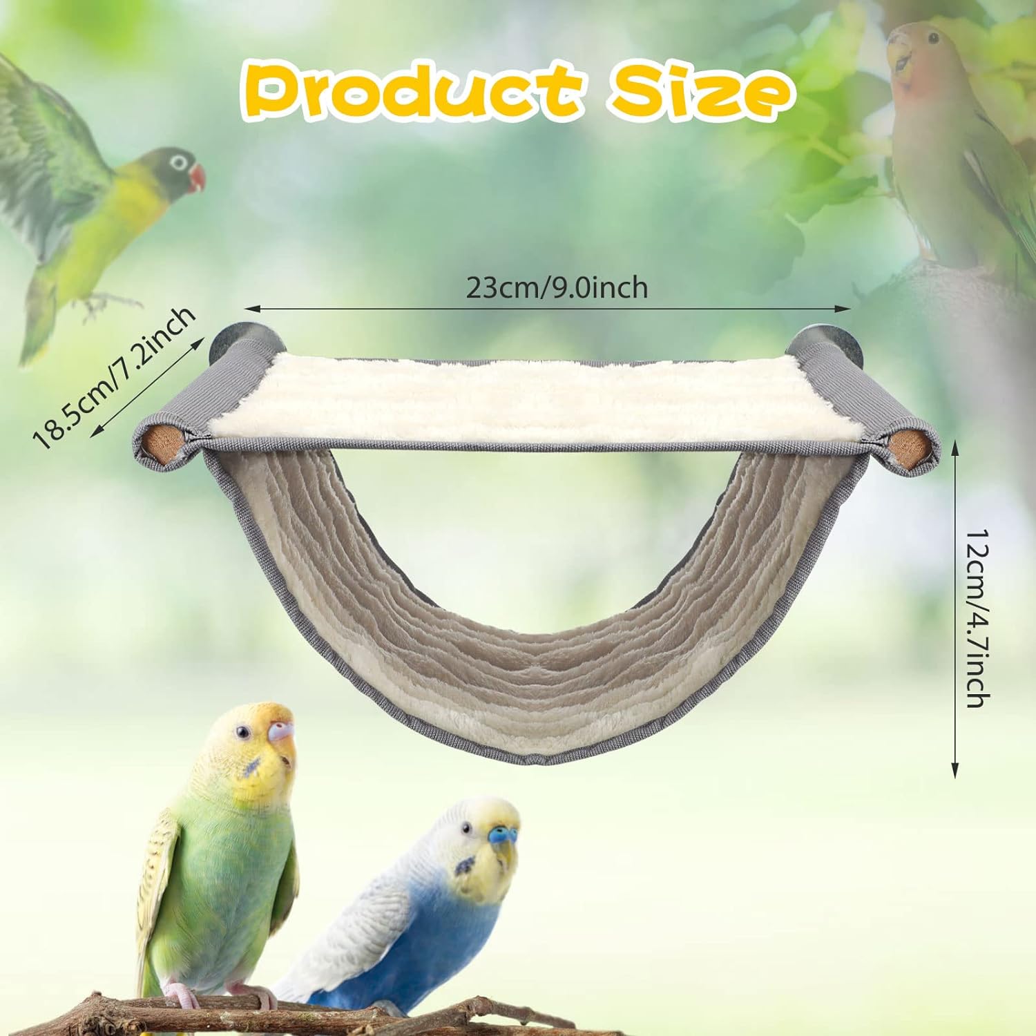 BWOGUE Winter Warm Bird Nest Bed Hanging Hammock Snuggle Hut Parrot House Tent Toy Bird Cage Perch for Parakeet Budgies Cockatiels Lovebird Cockatoo Finch Hamster Chinchilla Guinea Pig(Medium, Yellow)