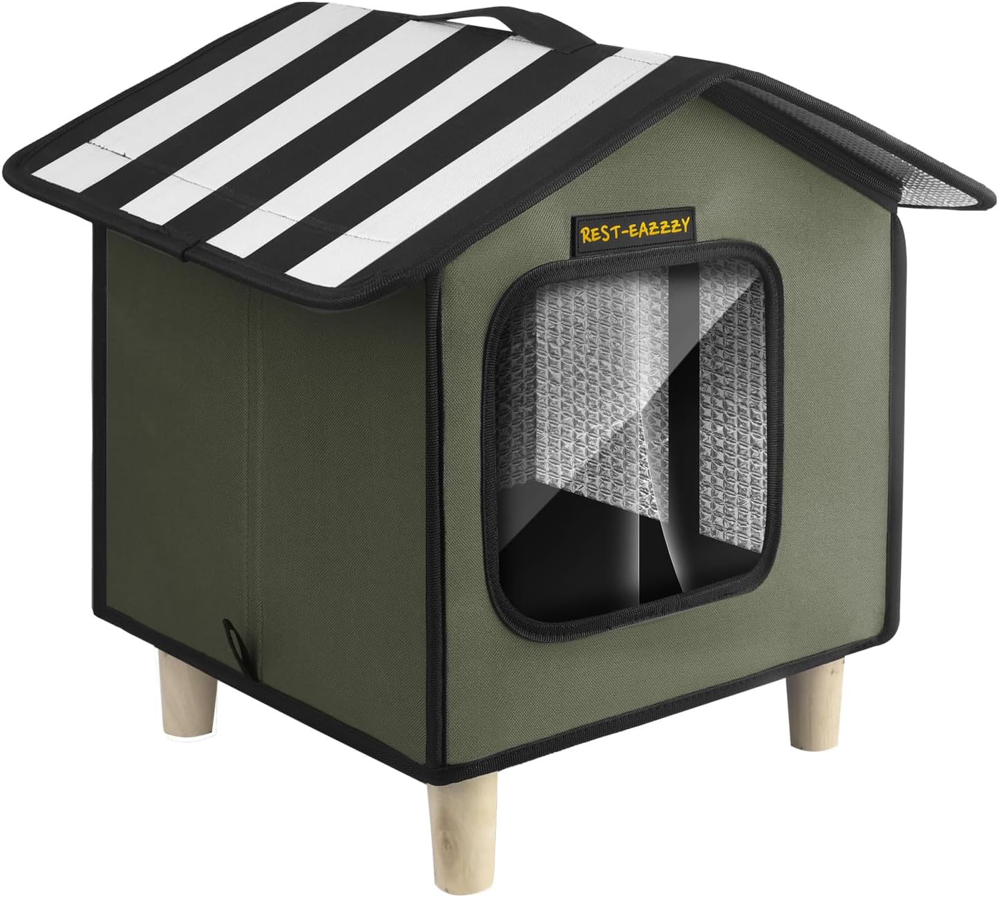 Rest-Eazzzy Cat House, Outdoor Cat Bed, Weatherproof Cat Shelter for Outdoor Cats Dogs and Small Animals (Heat Grey S)