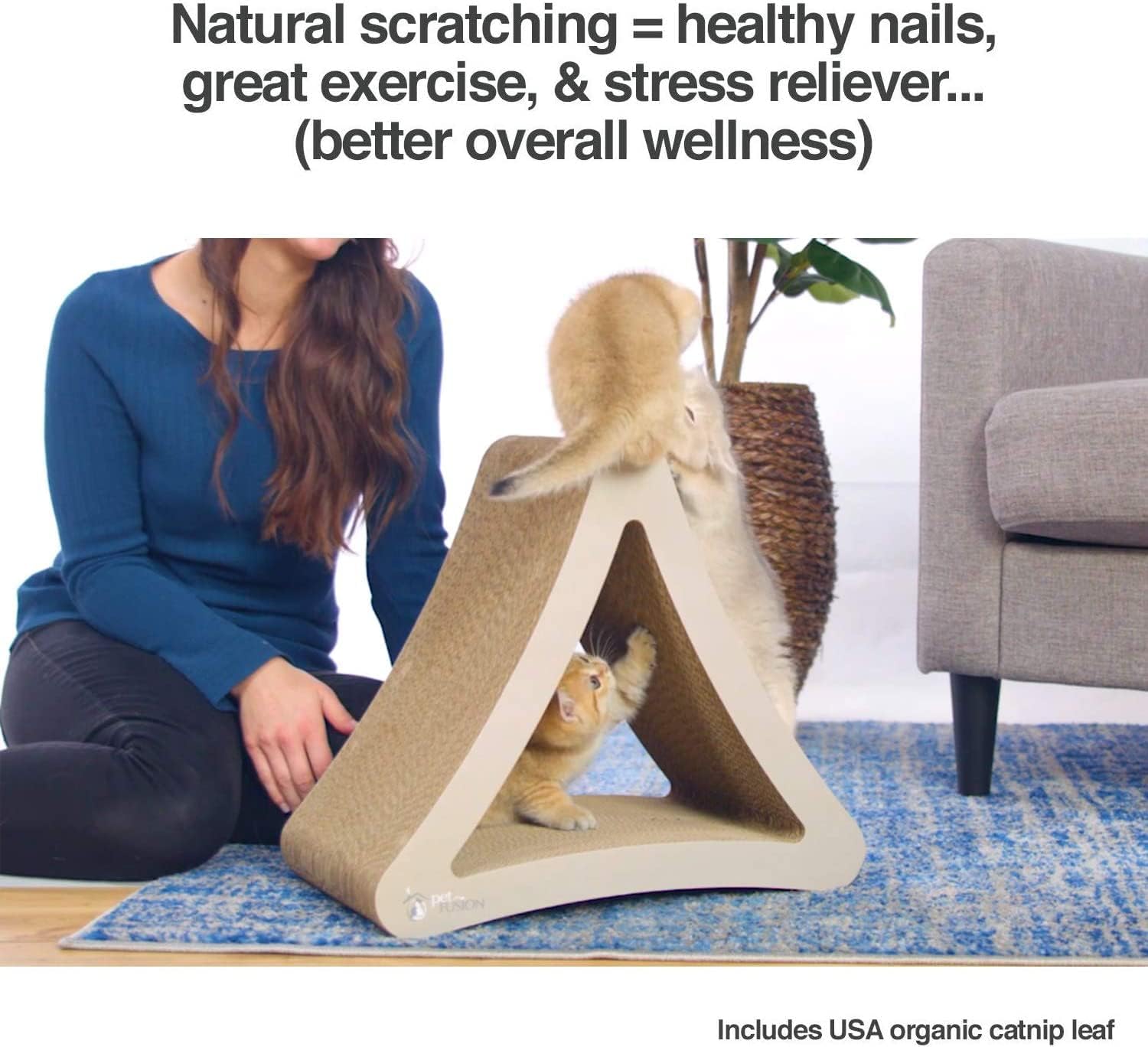 PetFusion Ultimate Cat Scratcher Lounge, Reversible Infinity Scratcher in Multiple Colors. Made from Recycled Corrugated Cardboard, Durable & Long Lasting. 1 Yr Warranty