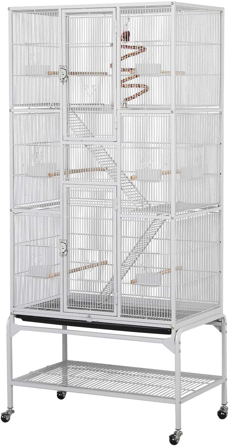 Yaheetech 69-Inch Extra Large Bird Cage Metal Parrot Cage for Mid-Sized Parrots Cockatiels Conures Parakeets Lovebirds Budgie Finch, Black