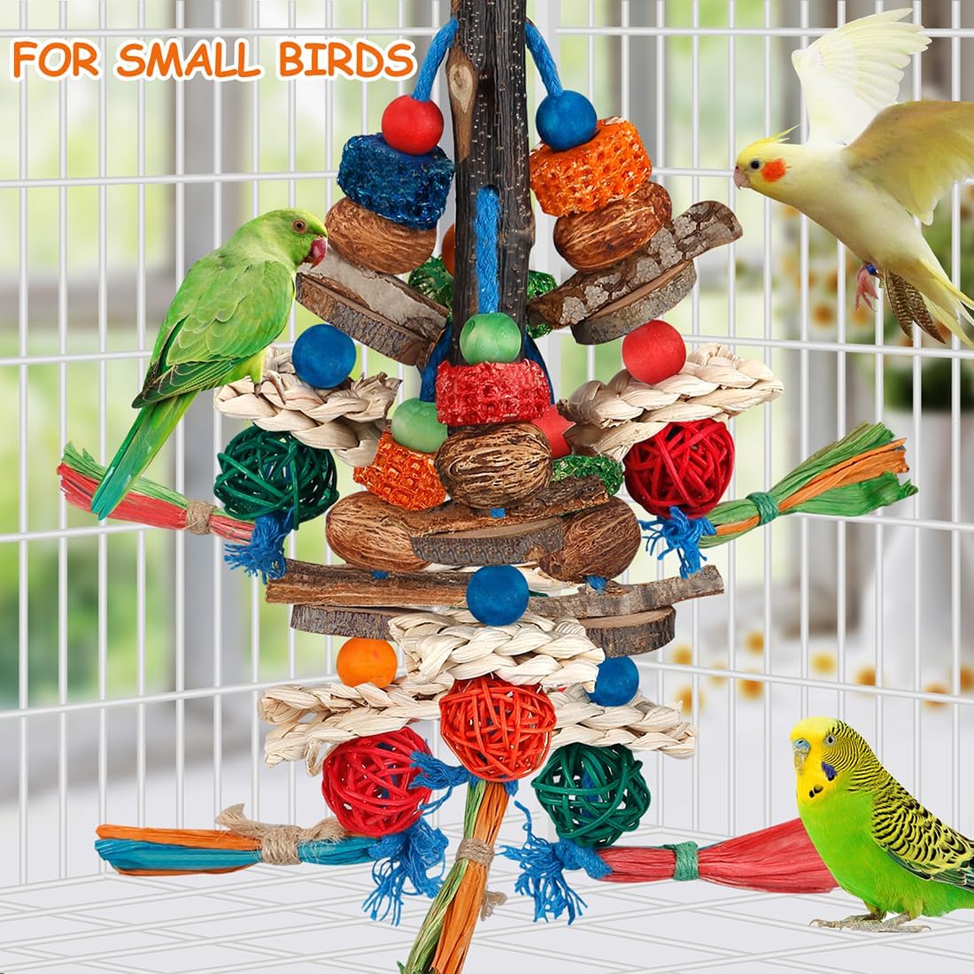 Bird Toys,Parrot Toys Exciting Chewing Fun for Parakeets,Cockatiels,Conures,Lovebirds,African Gray Cockatoos Amazon And Other Small Medium-Sized Parrot Natural Corn Cob Sturdy Nut Exercise The Beak