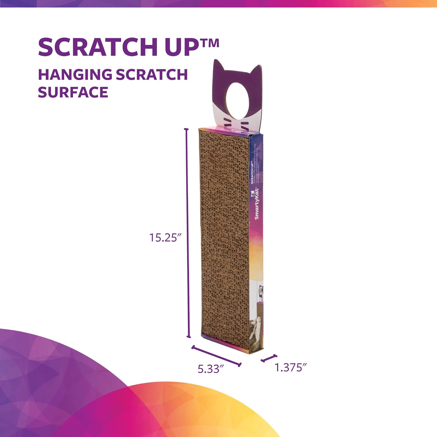 SmartyKat Scratch Up Corrugated Hanging Cat Scratcher, Catnip Infusion Technology - Brown, Single Wide