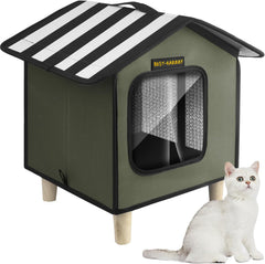 Rest-Eazzzy Cat House, Outdoor Cat Bed, Weatherproof Cat Shelter for Outdoor Cats Dogs and Small Animals (Heat Grey S)