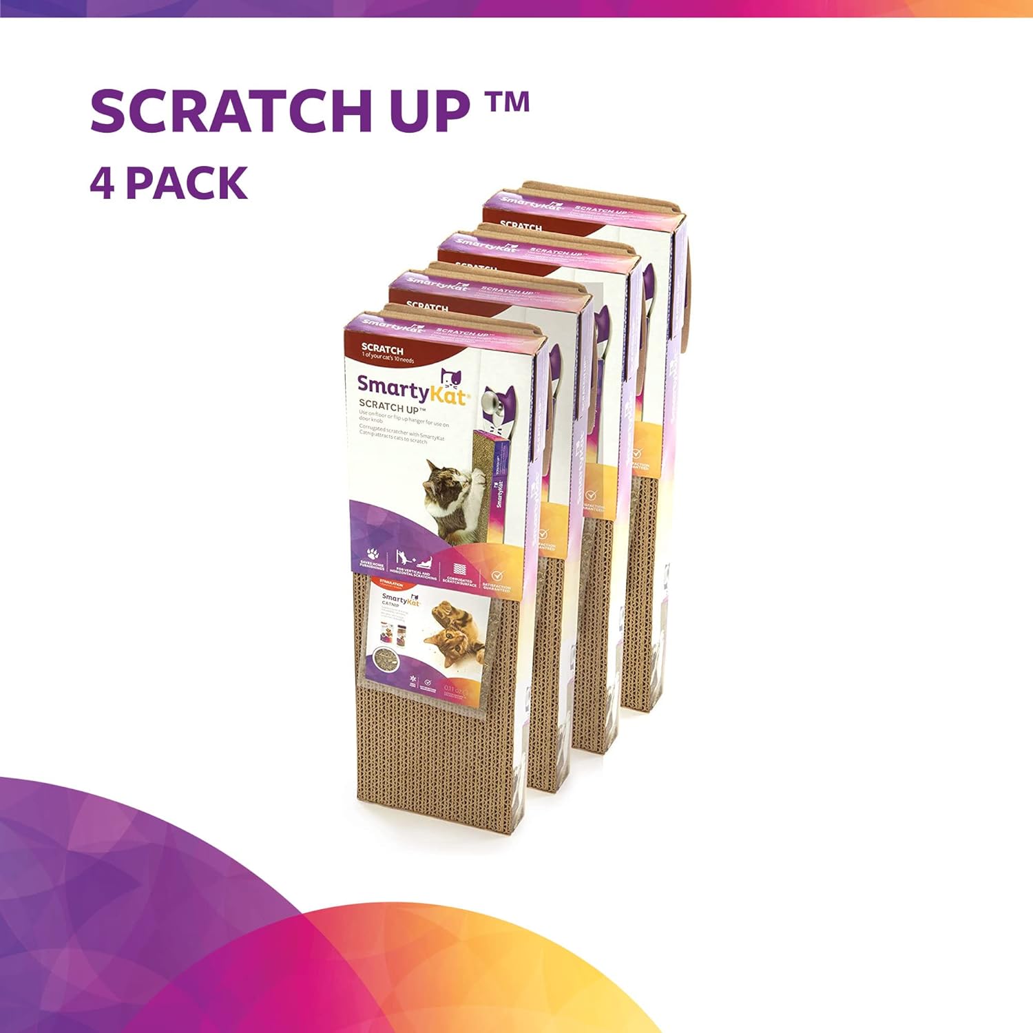 SmartyKat Scratch Up Corrugated Hanging Cat Scratcher, Catnip Infusion Technology - Brown, Single Wide