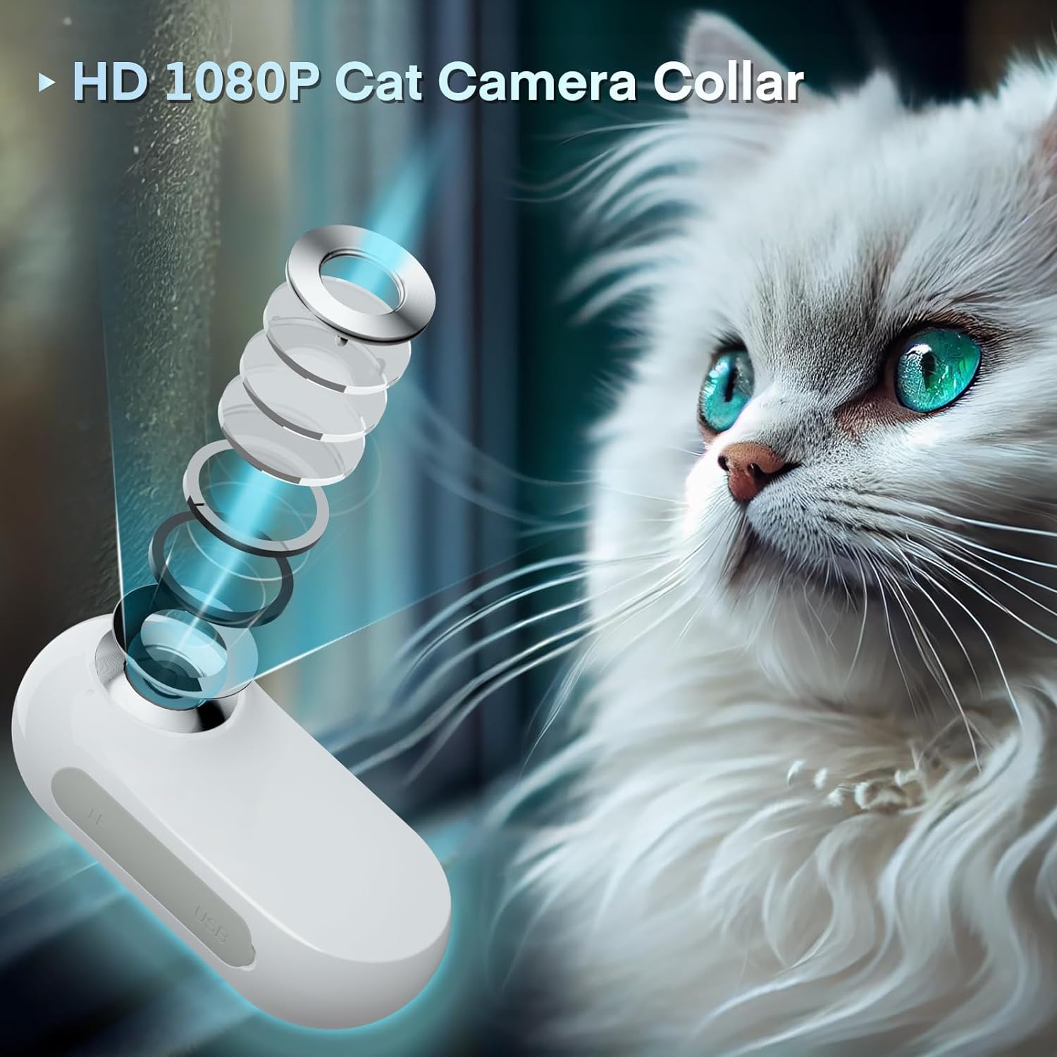 Pet Baby Cat Camera Collar with 8GB SD Card, HD 1080P Dog Collar Camera Mini Body Camera Action Camera Wireless Collar Camera for Dogs Cats Gift Indoor/Outdoor