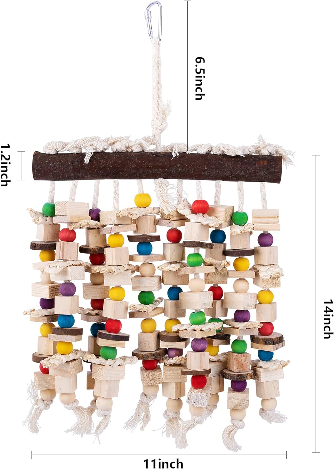 Deloky Juguete para masticar loros y pájaros grandes, bloques de madera natural multicolores, juguetes para desgarrar loros y pájaros, sugeridos para guacamayos grandes, cokatoos, gris africano y una variedad de loros amazónicos (15,7" x 9,8") 