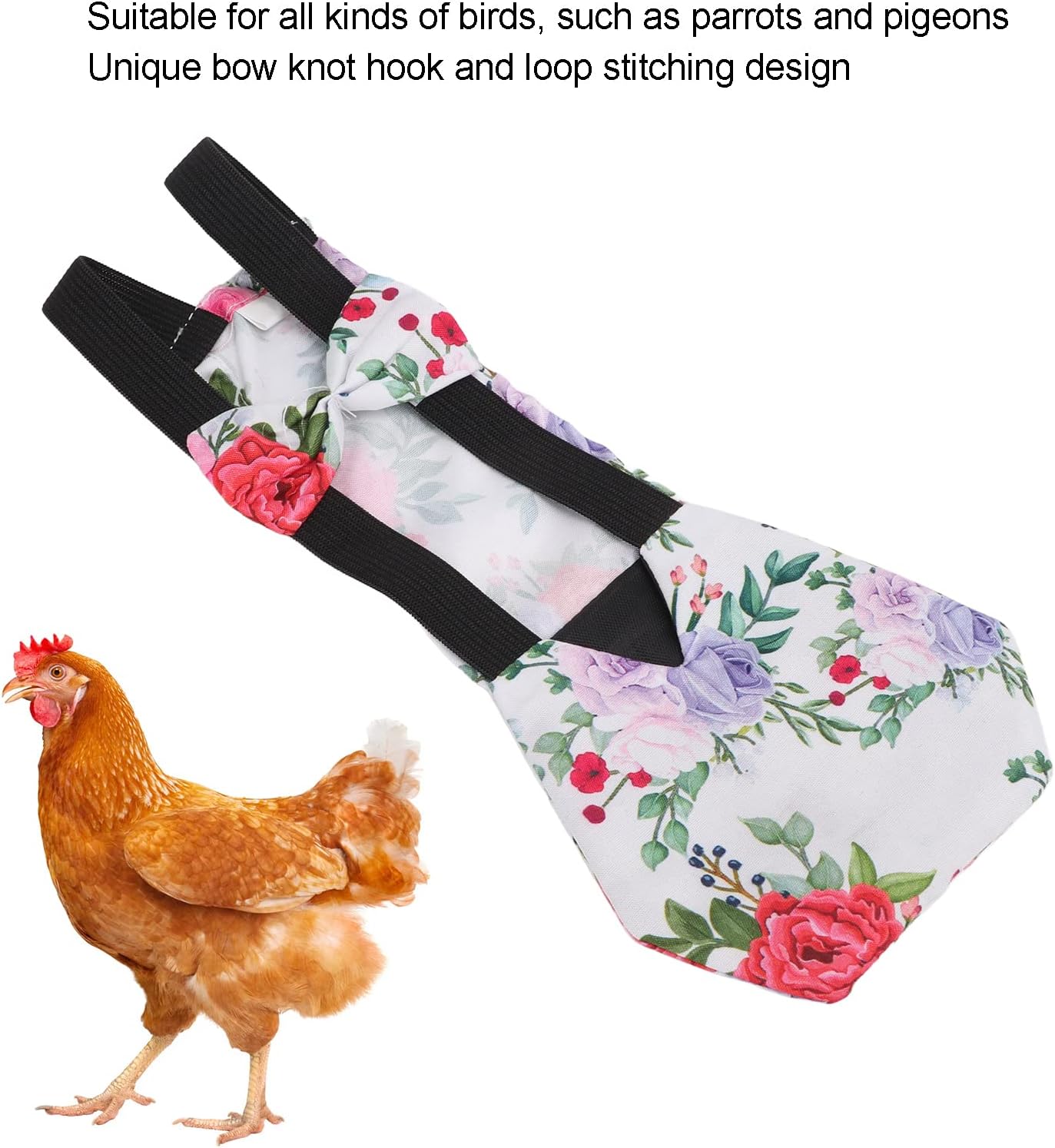 01 02 015 Pañales de bolsillo de mierda de pollo, tela impermeable Pañales de pato Bowknot único Ganso elegante para mascota(S number) 