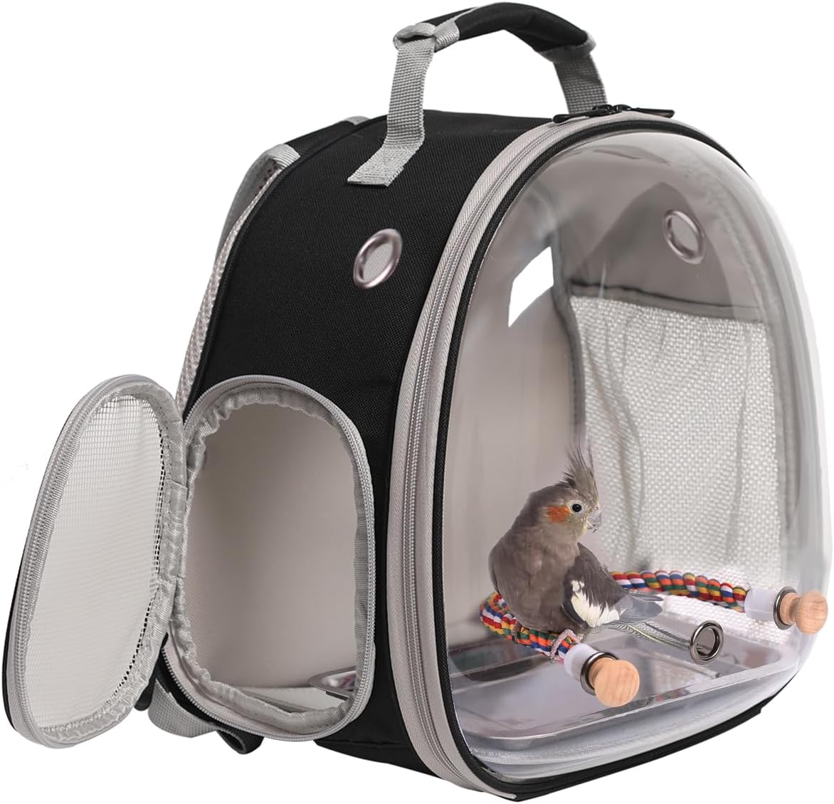 Bird Carrier Cage, Bird Travel Backpack with Stainless Steel Tray and Standing Perch