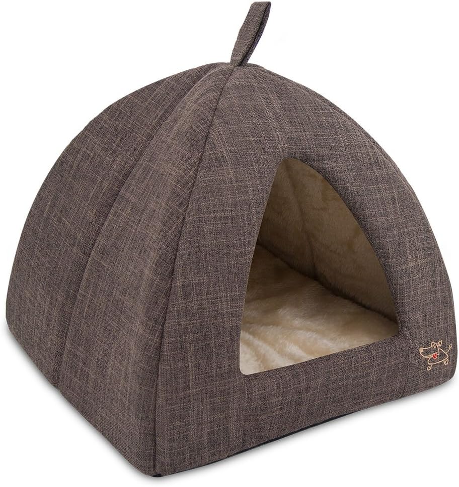 Haustierzelt – weiches Bett für Hunde und Katzen von Best Pet Supplies – Beige Cord, 19" x 19" x H: 19" 