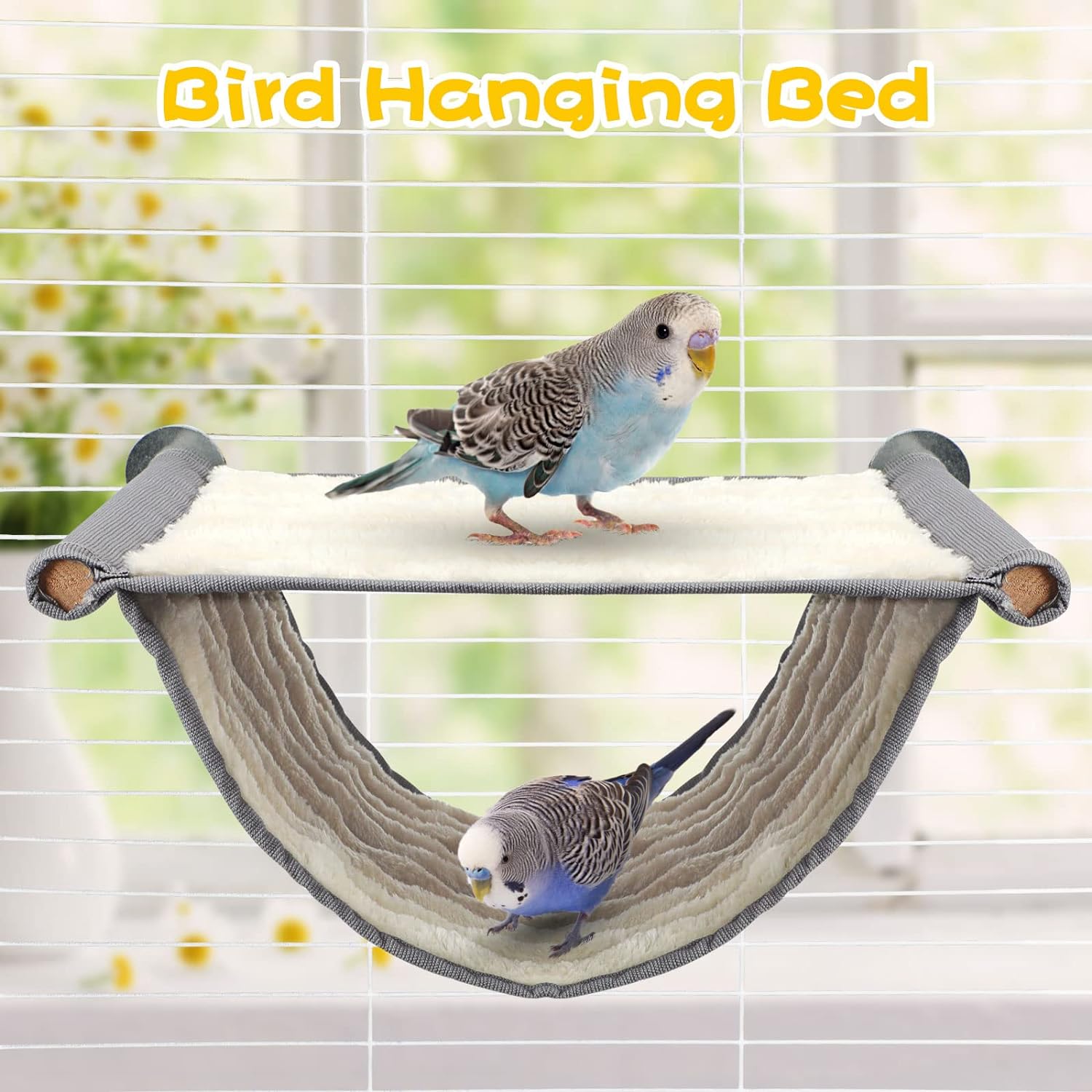 BWOGUE Winter Warm Bird Nest Bed Hanging Hammock Snuggle Hut Parrot House Tent Toy Bird Cage Perch for Parakeet Budgies Cockatiels Lovebird Cockatoo Finch Hamster Chinchilla Guinea Pig(Medium, Yellow)