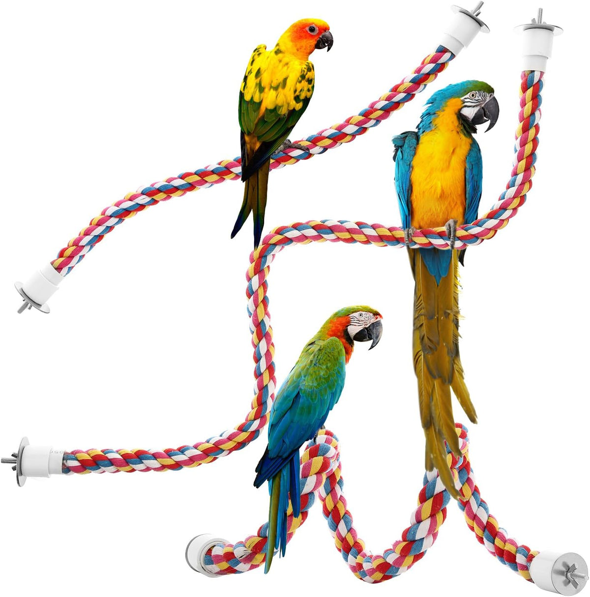 Jusney Perchas de cuerda para pájaros, juguetes para loros, cuerda elástica de 48 pulgadas, juguete para pájaros (48 pulgadas) [1 paquete] 