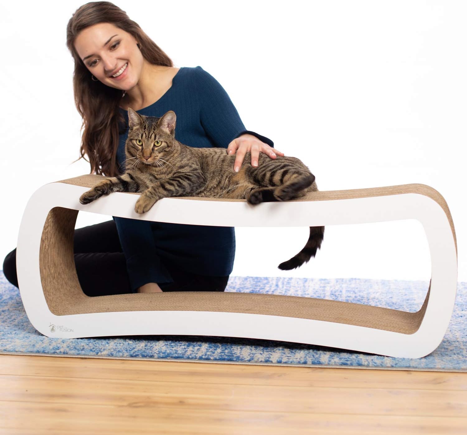 PetFusion Ultimate Cat Scratcher Lounge, Reversible Infinity Scratcher in Multiple Colors. Made from Recycled Corrugated Cardboard, Durable & Long Lasting. 1 Yr Warranty