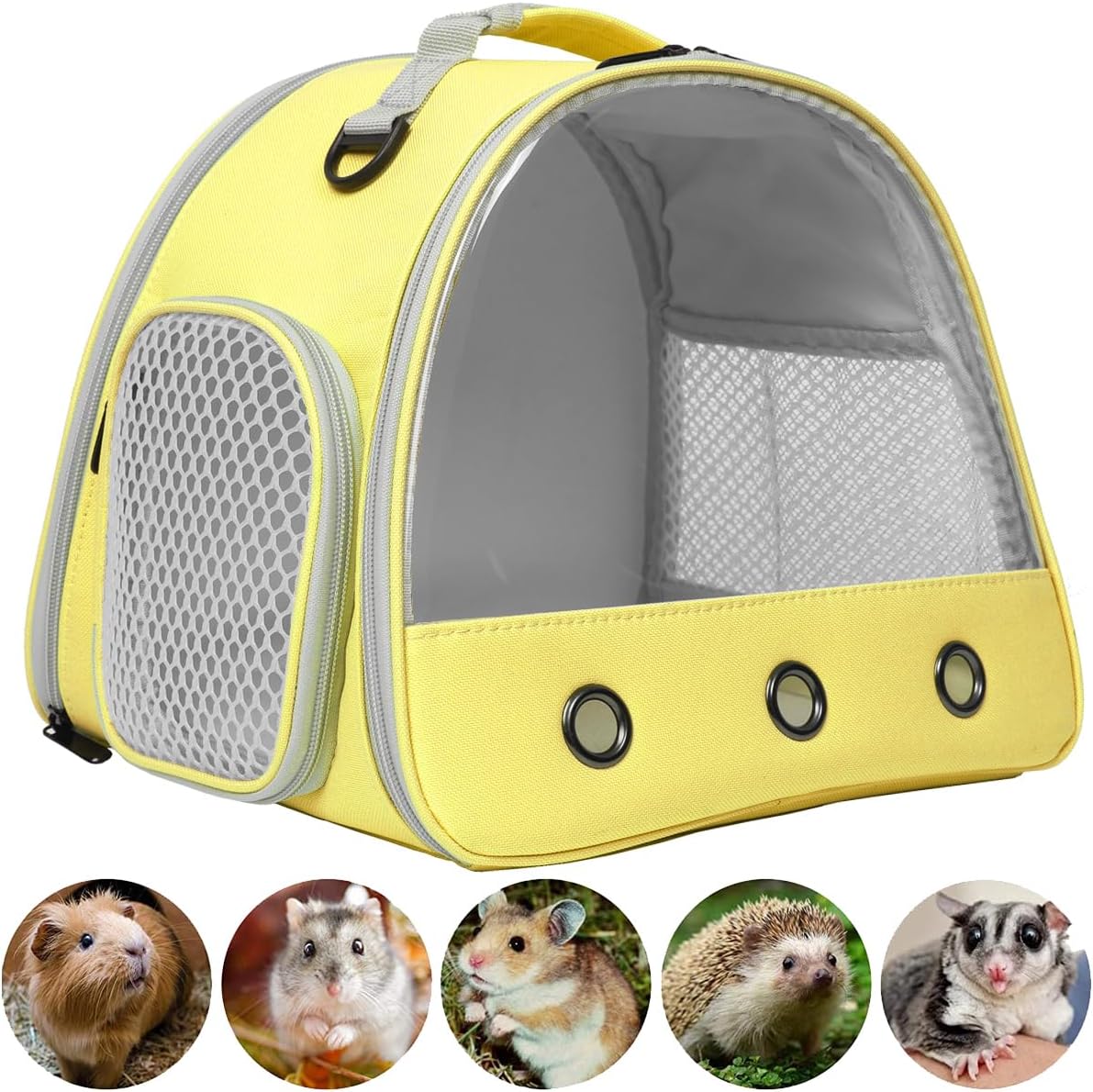 Ventilation Carrier for Bearded Dragon,Guinea Pig Carrier,Guinea Pig Carrier for 2,Reptile Travel Carrier for Lizards Sugar Glider Hedgehog Rat Parrot Birds,Airline Approved Black