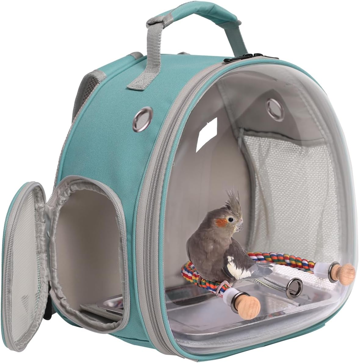 Bird Carrier Cage, Bird Travel Backpack with Stainless Steel Tray and Standing Perch