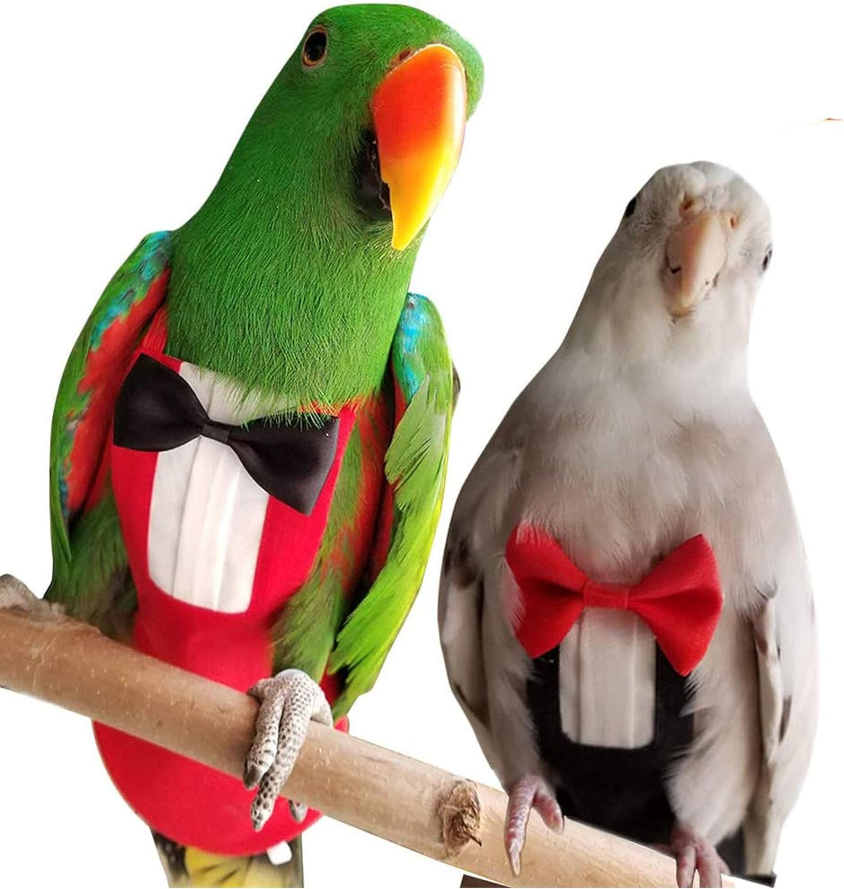 2 Pack Pet Bird Uniform Tuxedo Flight Suit for Wedding Anniversary Christmas Party Birthday Cosplay Photo Prop, Waterproof Nappy Diaper Clothes for Macaw African Budgies Parakeet Fischeri Cockatiel