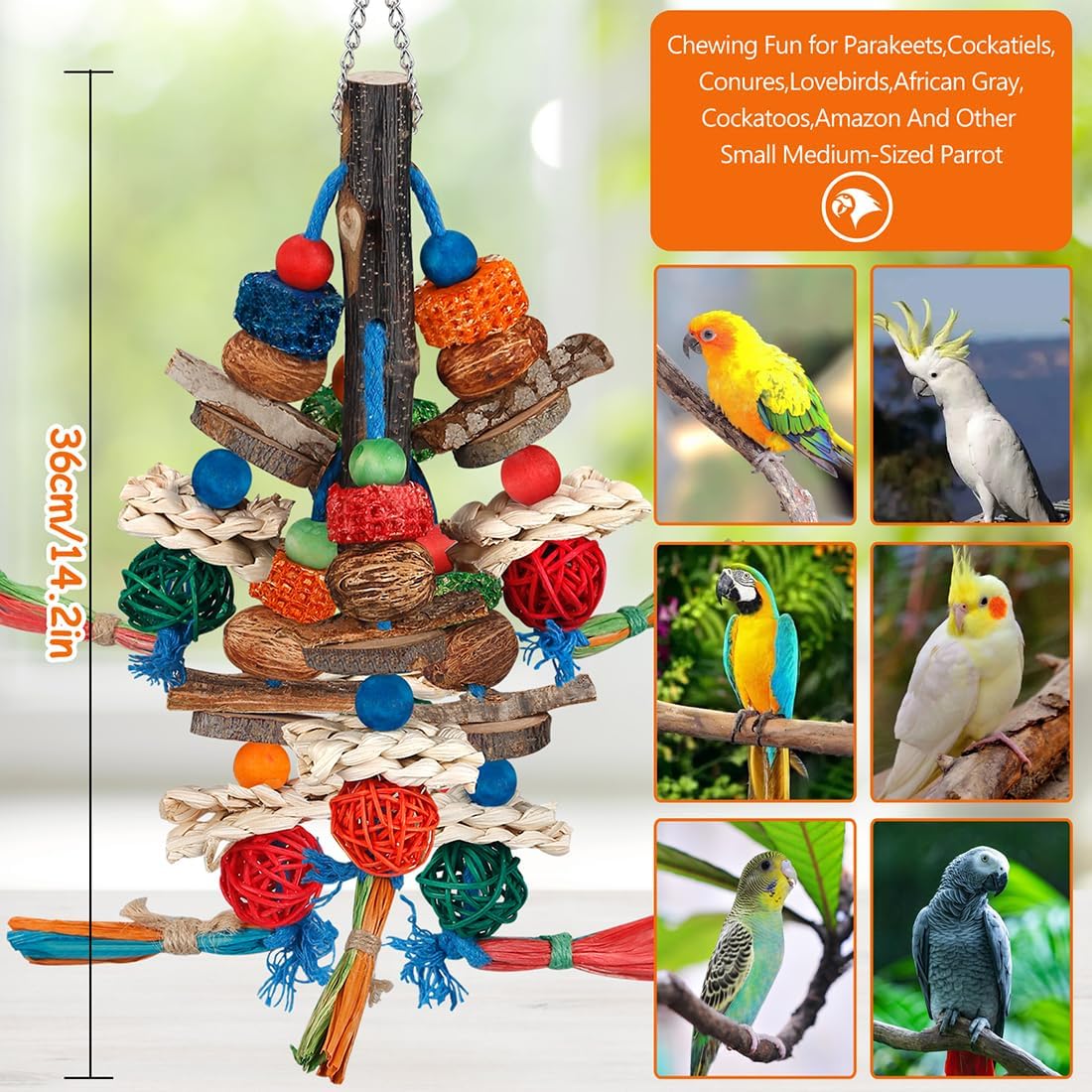 Bird Toys,Parrot Toys Exciting Chewing Fun for Parakeets,Cockatiels,Conures,Lovebirds,African Gray Cockatoos Amazon And Other Small Medium-Sized Parrot Natural Corn Cob Sturdy Nut Exercise The Beak