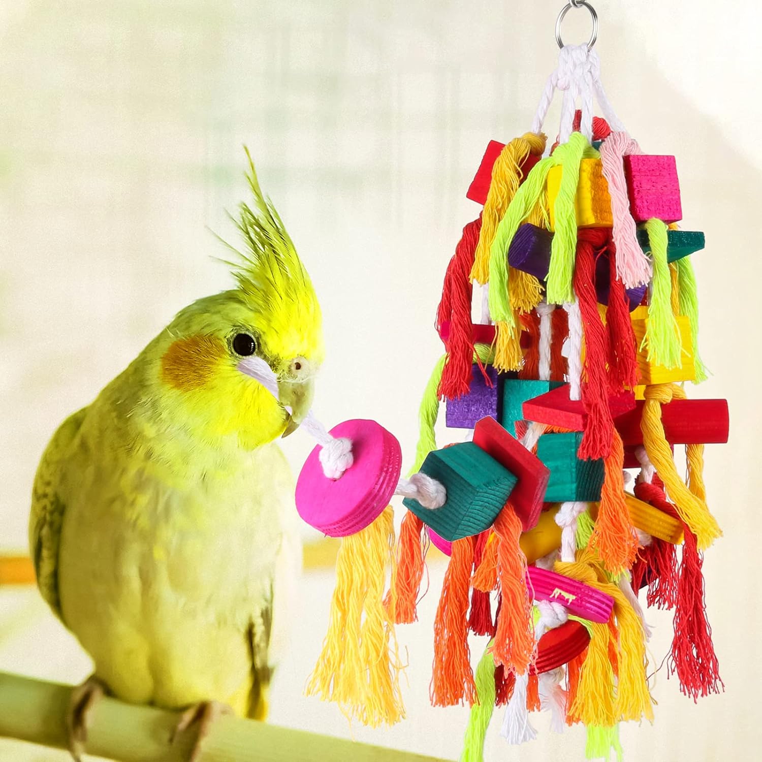 Rypet Large and Small Parrot Chewing Toys - Parrot Cage Bite Toys Wooden Block Tearing Toys for Conures Cockatiels African Grey and Other Amazon Parrots