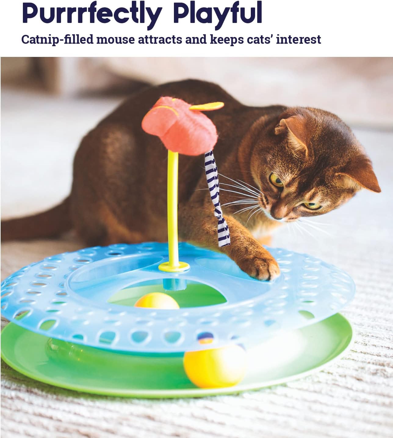 Catstages Chase Meowtain Juguete interactivo con pista para gatos de 4 niveles 