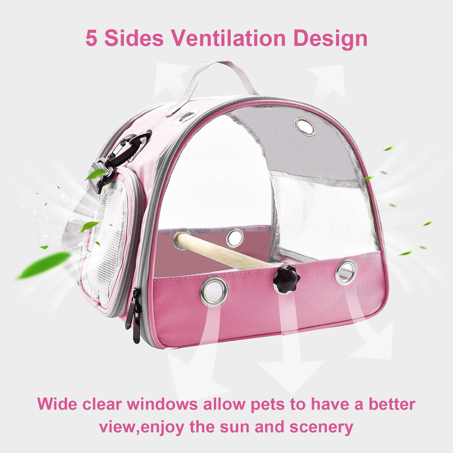 Bird Travel Carrier with Standing Perch,Lightweight Breathable Parrot Cage, Small Pet Carrier Bag with Shoulder Strap,Bird Rat Guinea Pig Squirrel Carrier (Green)