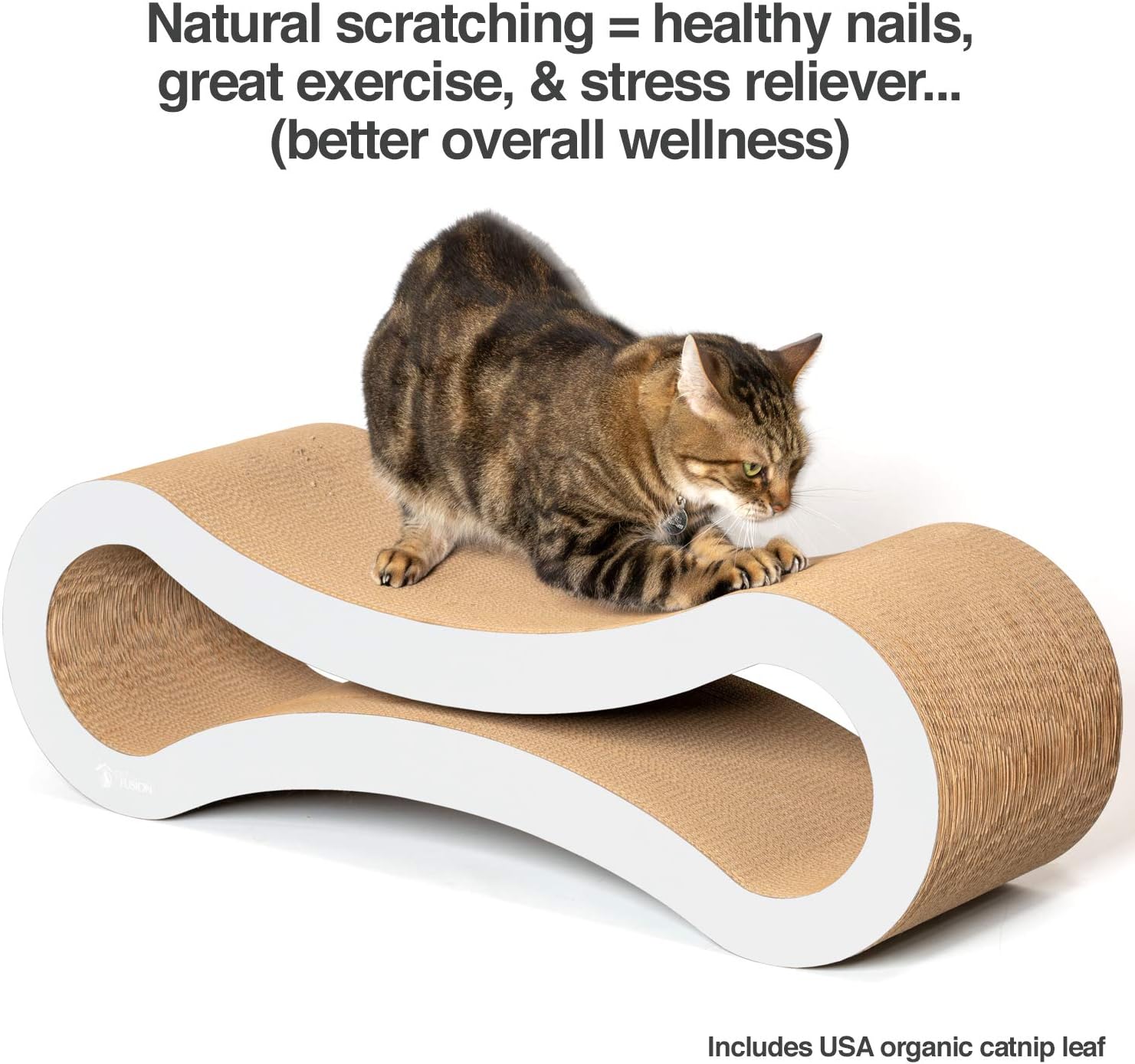 PetFusion Ultimate Cat Scratcher Lounge, Reversible Infinity Scratcher in Multiple Colors. Made from Recycled Corrugated Cardboard, Durable & Long Lasting. 1 Yr Warranty