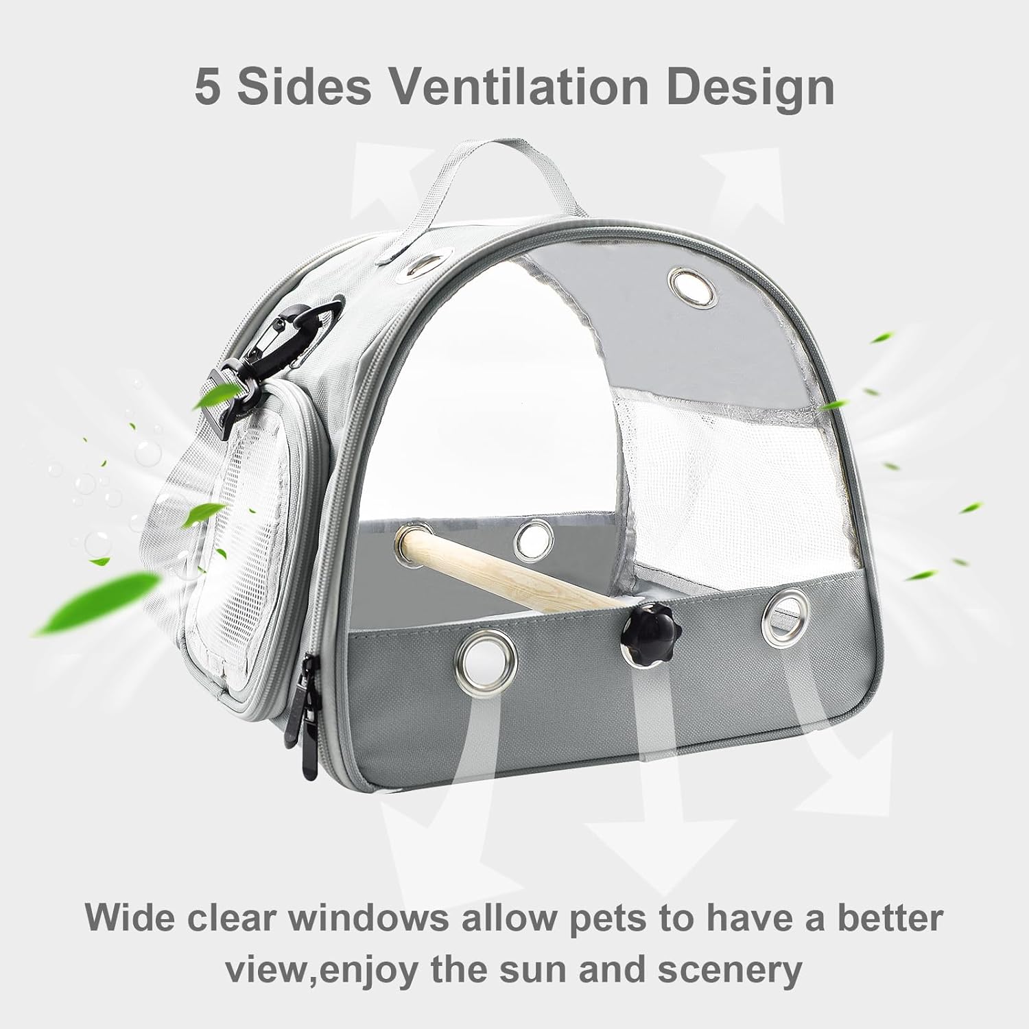 Bird Travel Carrier with Standing Perch,Lightweight Breathable Parrot Cage, Small Pet Carrier Bag with Shoulder Strap,Bird Rat Guinea Pig Squirrel Carrier (Green)