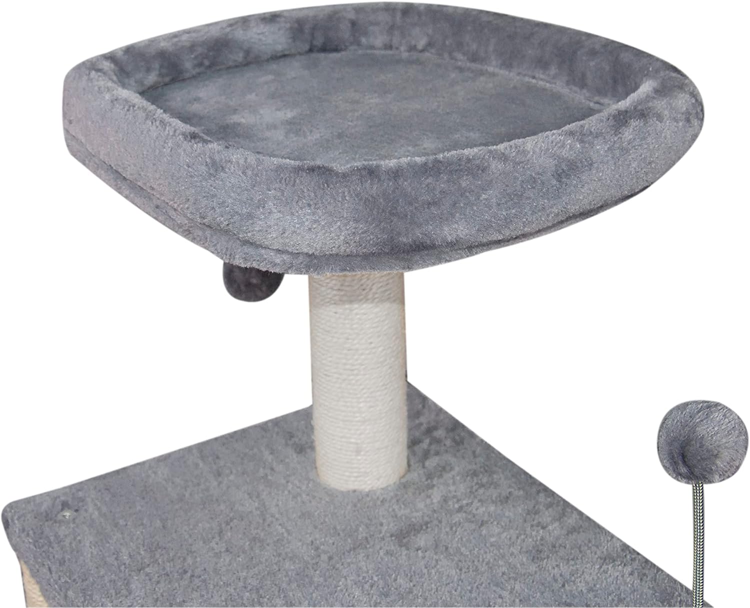 Xin Three Layer Cat Tree with Cat Condo and Two Hammocks,Grey