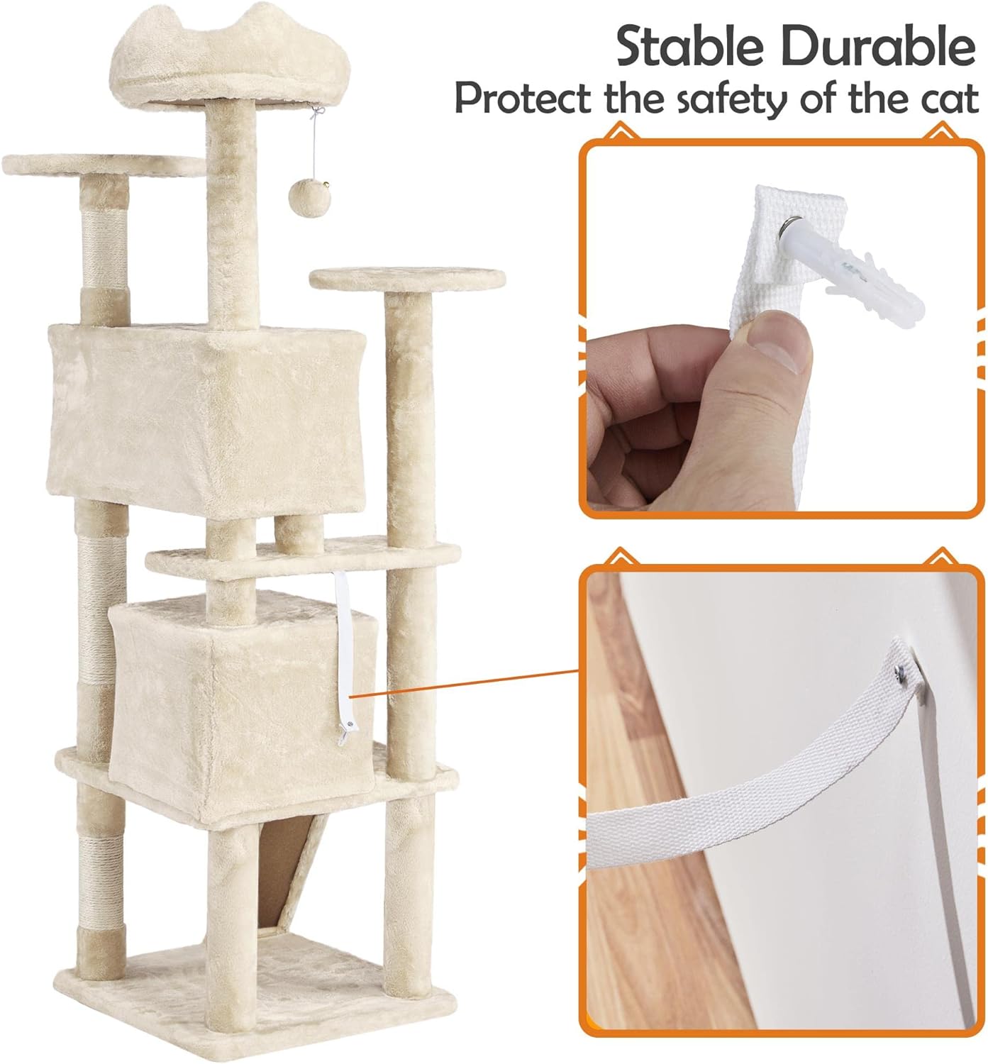 Yaheetech - Torre de árbol para gatos de 54 pulgadas, mueble de condominio, poste rascador para gatitos, casa de mascotas 