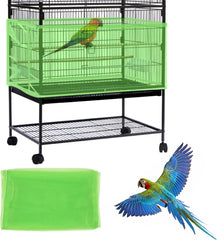 Daoeny Large Bird Cage Cover, Bird Cage Seed Catcher, Adjustable Soft Airy Nylon Mesh Net, Birdcage Cover Skirt Seed Guard for Parrot Parakeet Macaw African Round Square Cages (Black)