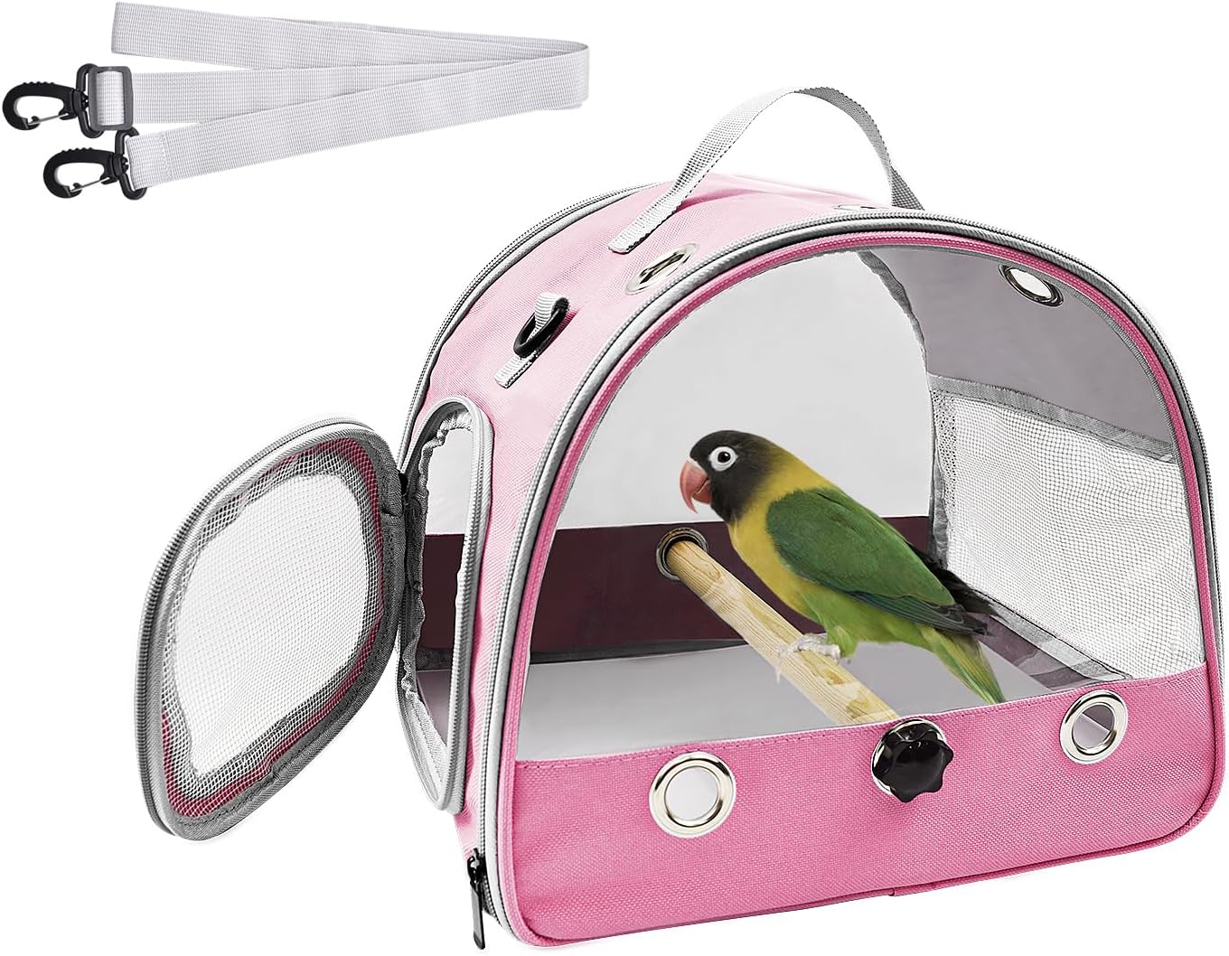 Bird Travel Carrier with Standing Perch,Lightweight Breathable Parrot Cage, Small Pet Carrier Bag with Shoulder Strap,Bird Rat Guinea Pig Squirrel Carrier (Green)