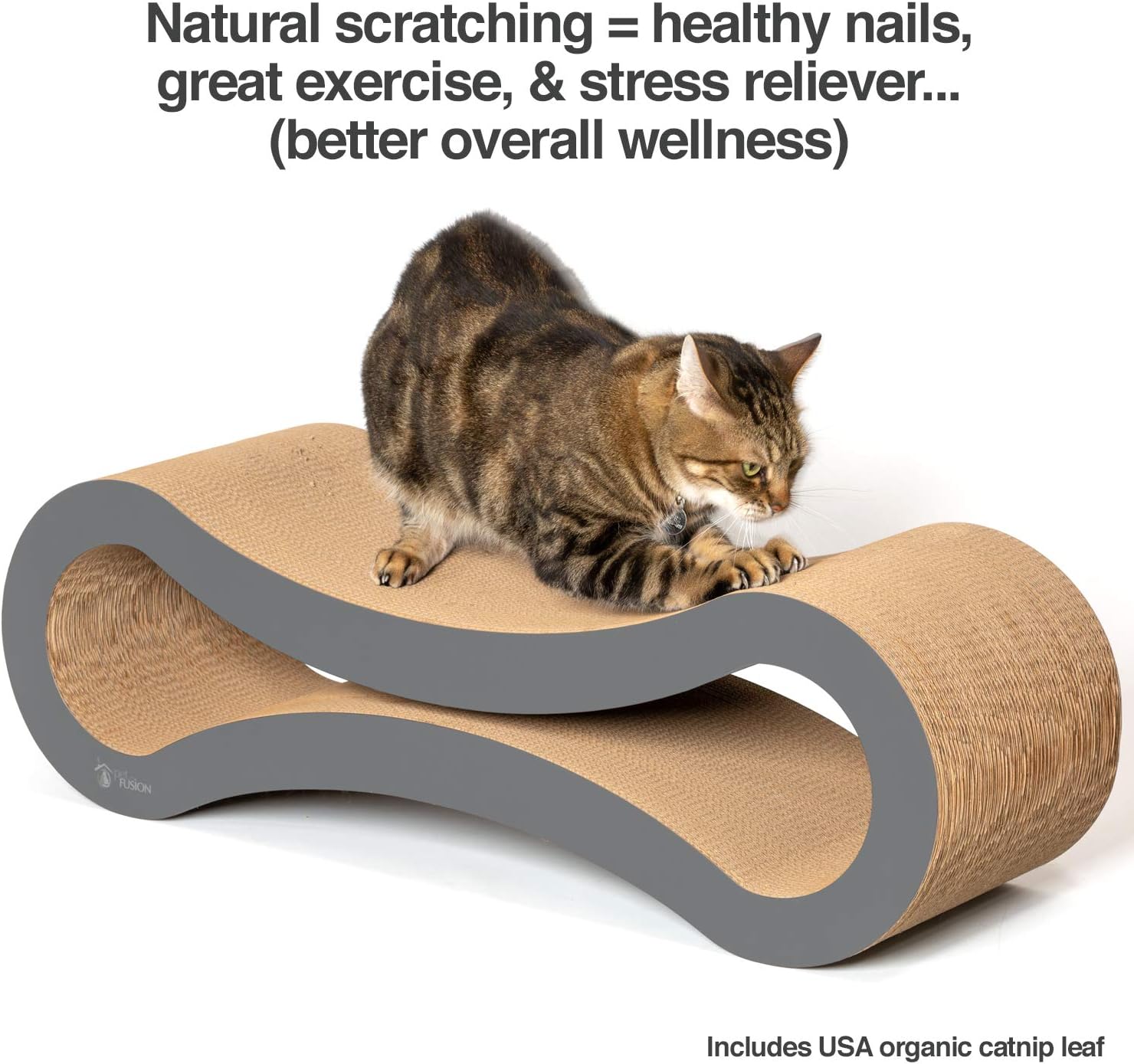 PetFusion Ultimate Cat Scratcher Lounge, Reversible Infinity Scratcher in Multiple Colors. Made from Recycled Corrugated Cardboard, Durable & Long Lasting. 1 Yr Warranty