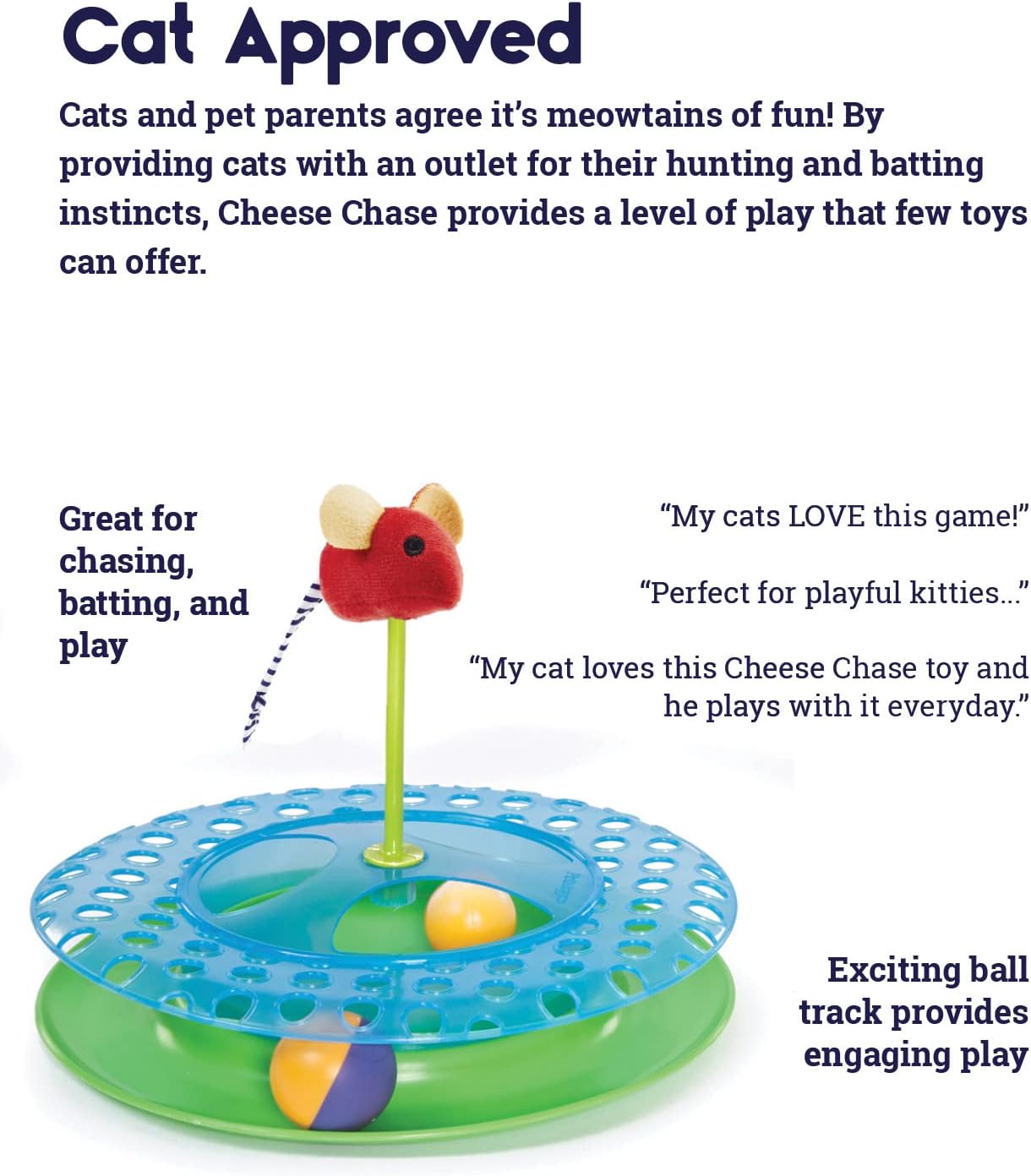 Catstages Chase Meowtain Juguete interactivo con pista para gatos de 4 niveles 