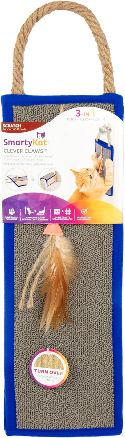 SmartyKat Rampa rascadora para gatos con ángulo de sisal, incluye hierba gatera, natural, talla única 