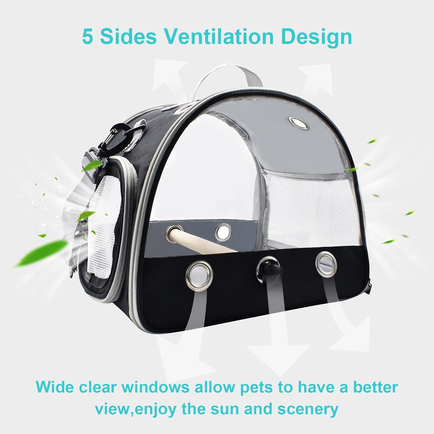 Bird Travel Carrier with Standing Perch,Lightweight Breathable Parrot Cage, Small Pet Carrier Bag with Shoulder Strap,Bird Rat Guinea Pig Squirrel Carrier (Green)