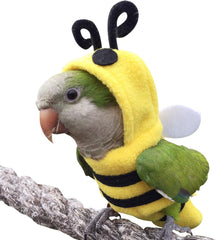 YANQIN Disfraz de pájaro, pañal, traje de vuelo, forma de abeja, sudadera con capucha, ropa para cosplay, foto para loros, periquitos, cacatúas, sol, ropa para animales pequeños (abeja con pañal, mediano), verde (BPF1) 