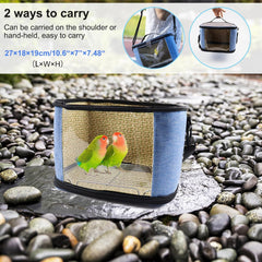 Parrot Carrier Cage Bird Travel Bag, Lightweight Transparent Bird Carrier for Parakeets Cockatiels Conures Lovebirds, Portable Small Animal Carrier Bag with Shoulder Strap for Guinea Pig Bunny Hamster