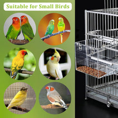 Bird Cage Feeder, No Mess Bird Feeder for Cage, No Spill Automatic Bird Feeder for Cage Mess Free Bird Feeder for Parakeet Parrot Cockatiels Lovebirds Bird Cage Seed Feeder 5.1Inch